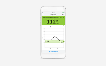 la aplicacion freestyle librelink mostrando los niveles de glucosa.