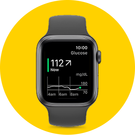 Smartwatch showing glucose readings in the Libre app