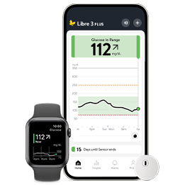 Libre app for the FreeStyle Libre 3 Plus sensor on smartwatch and smartphone