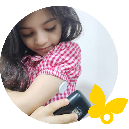 Young girl taking a glucose reading 