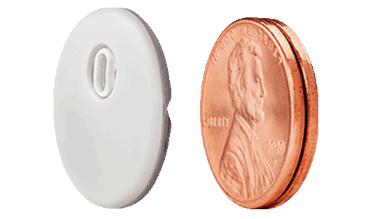 FreeStyle Libre 3 Plus sensor size compared to two pennies