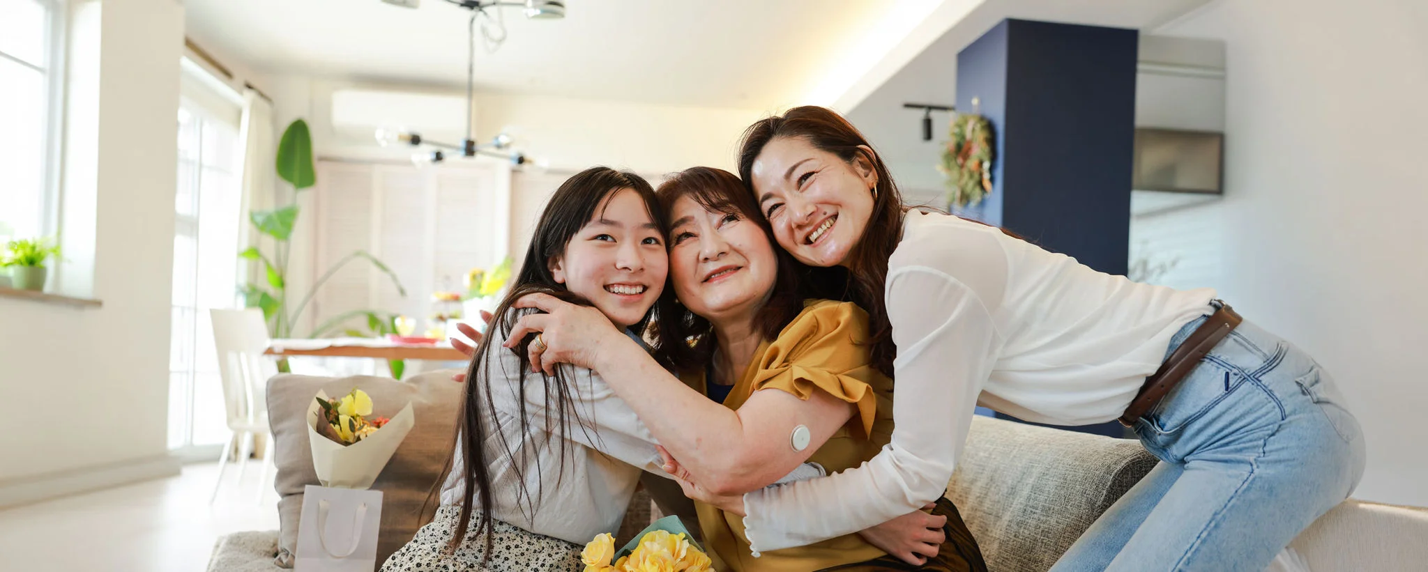 family group hugging and smiling