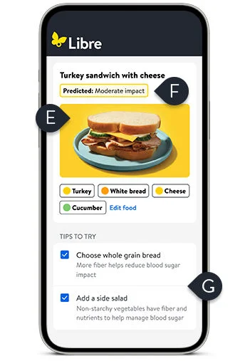 Smartphone showing more informed food choices in the Libre app