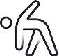 Icon of a person stretching, representing physical activity.
