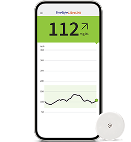 Smartphone showing app with sensor next to it.