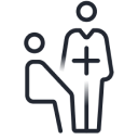 icon representing patient and doctor together