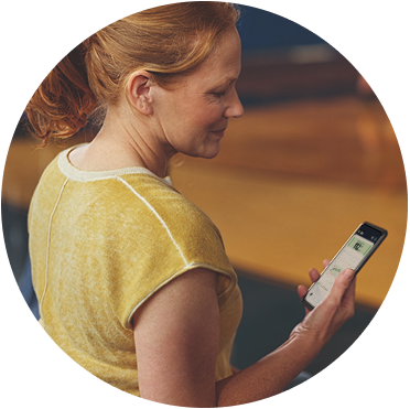 Woman looking at the Libre app