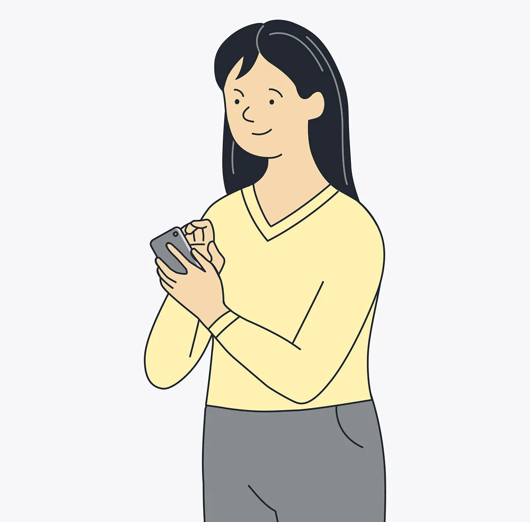 A woman wearing a sensor showing her glucose data on her phone with her husband.