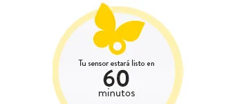 Mensaje de cuenta regresiva que indica que el sensor estará listo en 60 minutos.
