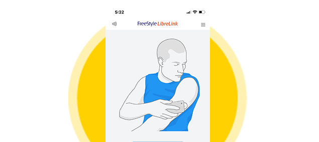 An illustration of someone pressing the Scan New Sensor icon on their phone.