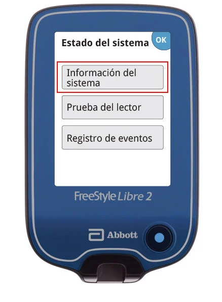 FreeStyle Libre 2 Reader Información del sistema