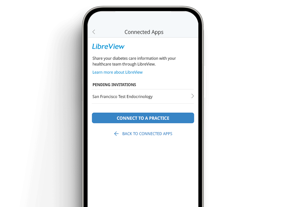 A phone displaying how to sign up for LibreView using an email invitation.