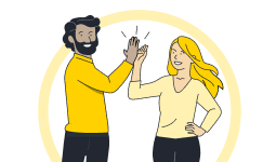 Two people exchanging a high five.