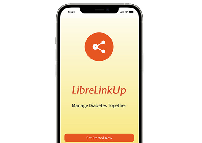 The LibreLinkUp app on a phone.