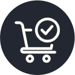 Ícone de carrinho de compras com marca de verificação e instrução para comprar o sensor e informar o CPF.