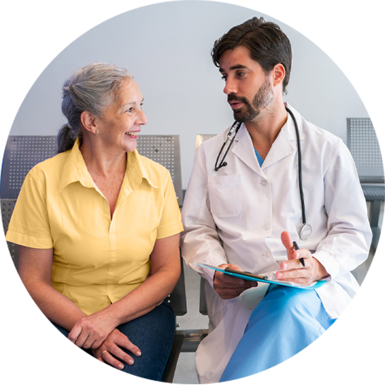 Doctor discussing report with patient