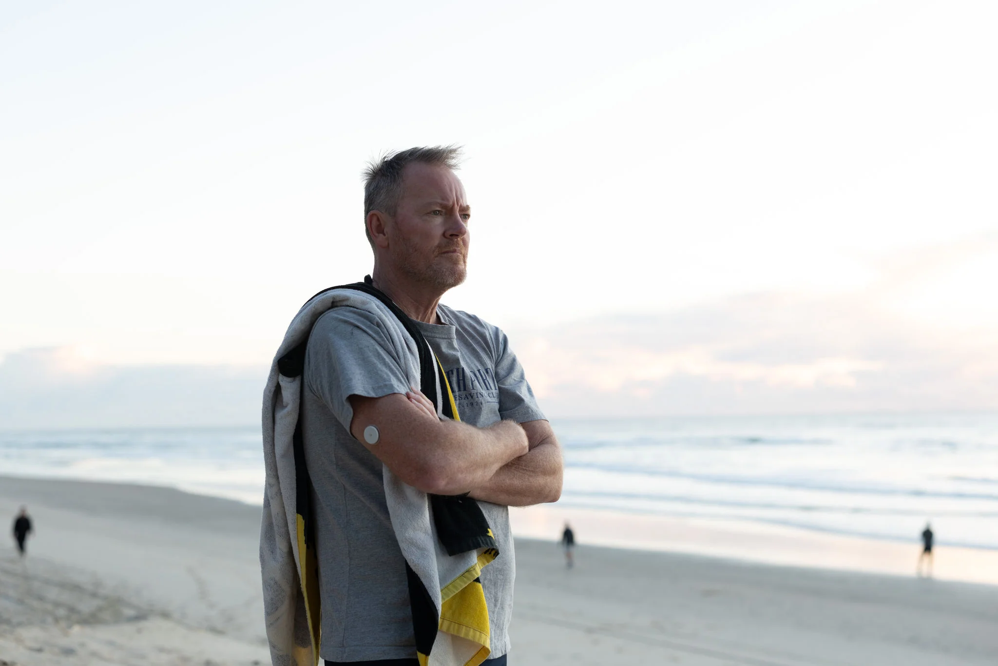 A man wearing sensor in a beach side