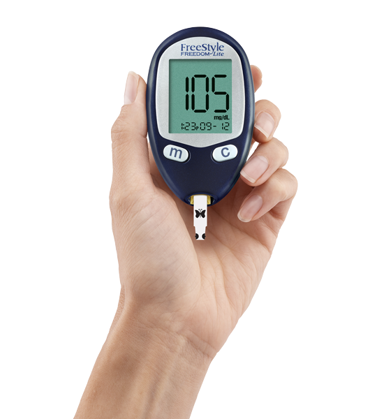 Eine Hand hält das FreeStyle Freedom Lite.