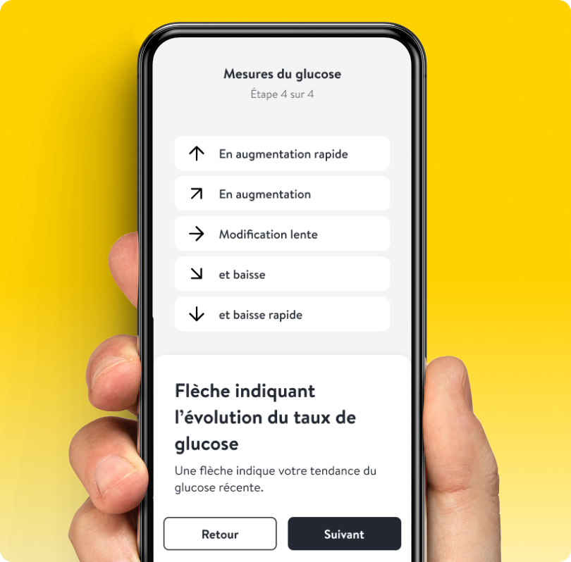 Capture d'écran de l'app Libre affichant des flèches de tendance