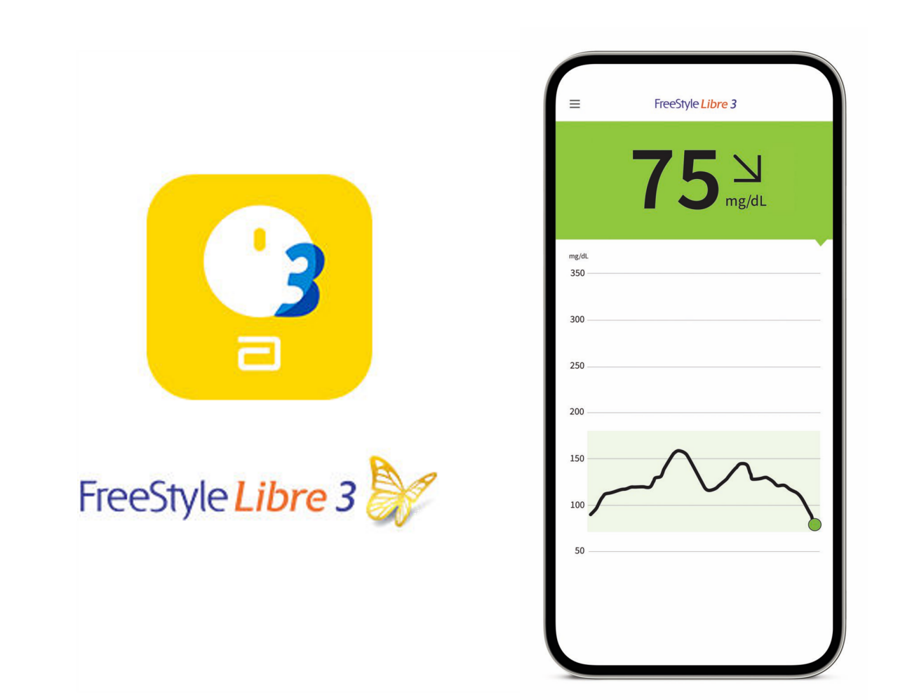 A smartphone showing a screenshot of the FreeStyle Libre 3 app.