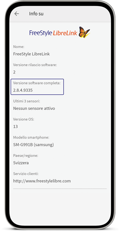 Per verificare quale versione dell'app è attualmente in uso sul Suo smartphone
