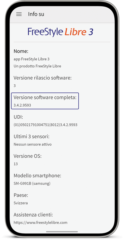 Per verificare quale versione dell'app è attualmente in uso sul Suo smartphone