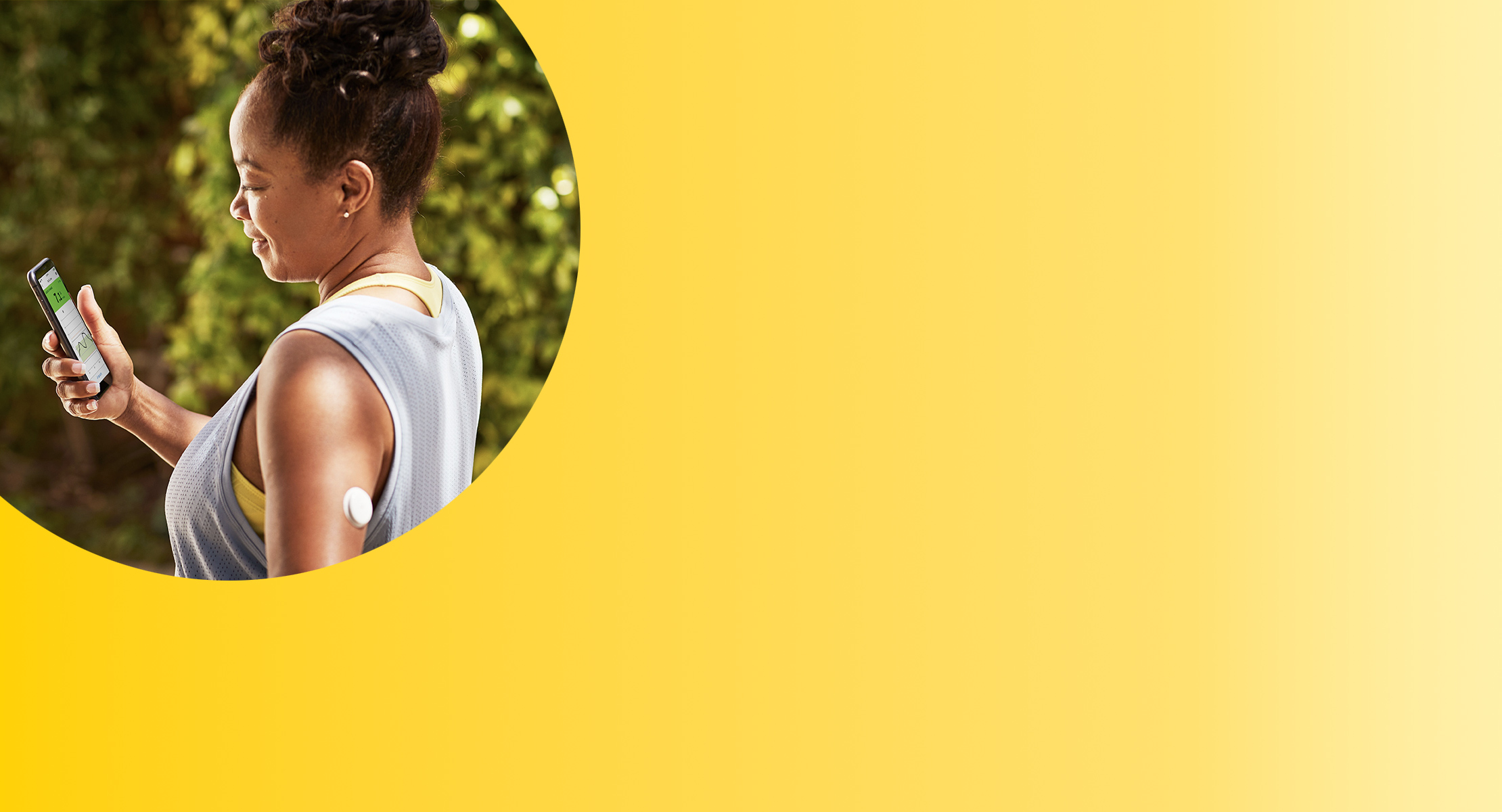 Woman on the phone checking her glucose levels