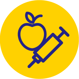 apple and syringe icon