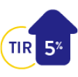 blue arrow pointing upwards, with TIR 5 percent written on it