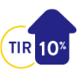 blue arrow pointing upwards, with TIR 10 percent written on it