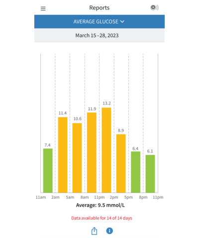 Average Glucose screen