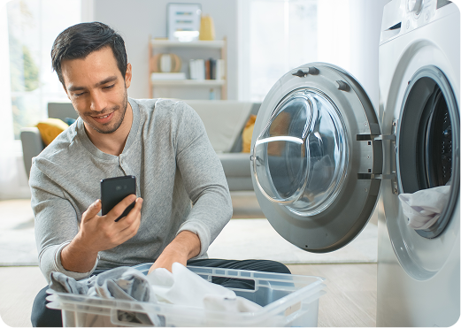 an image of a man doing chores