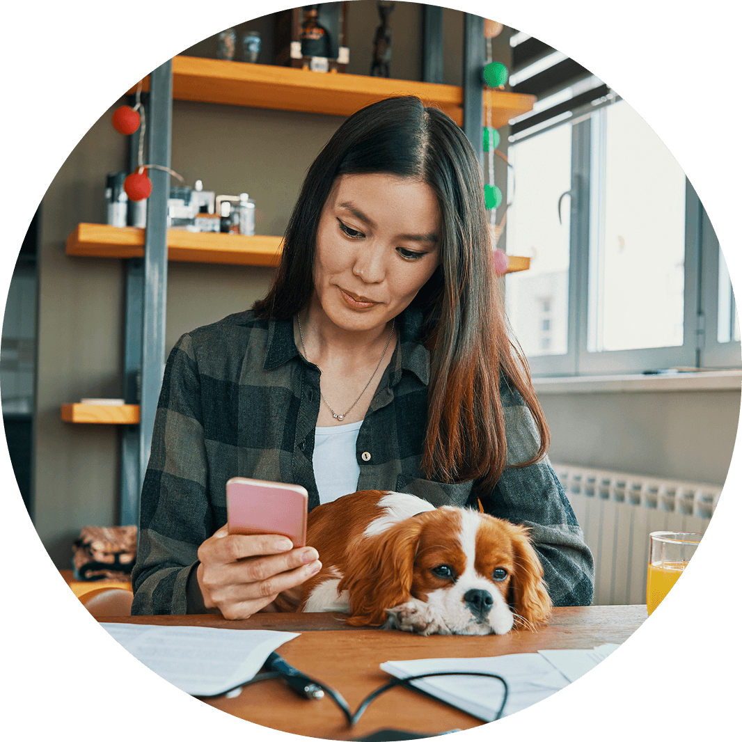 Woman looking at her mobile device
