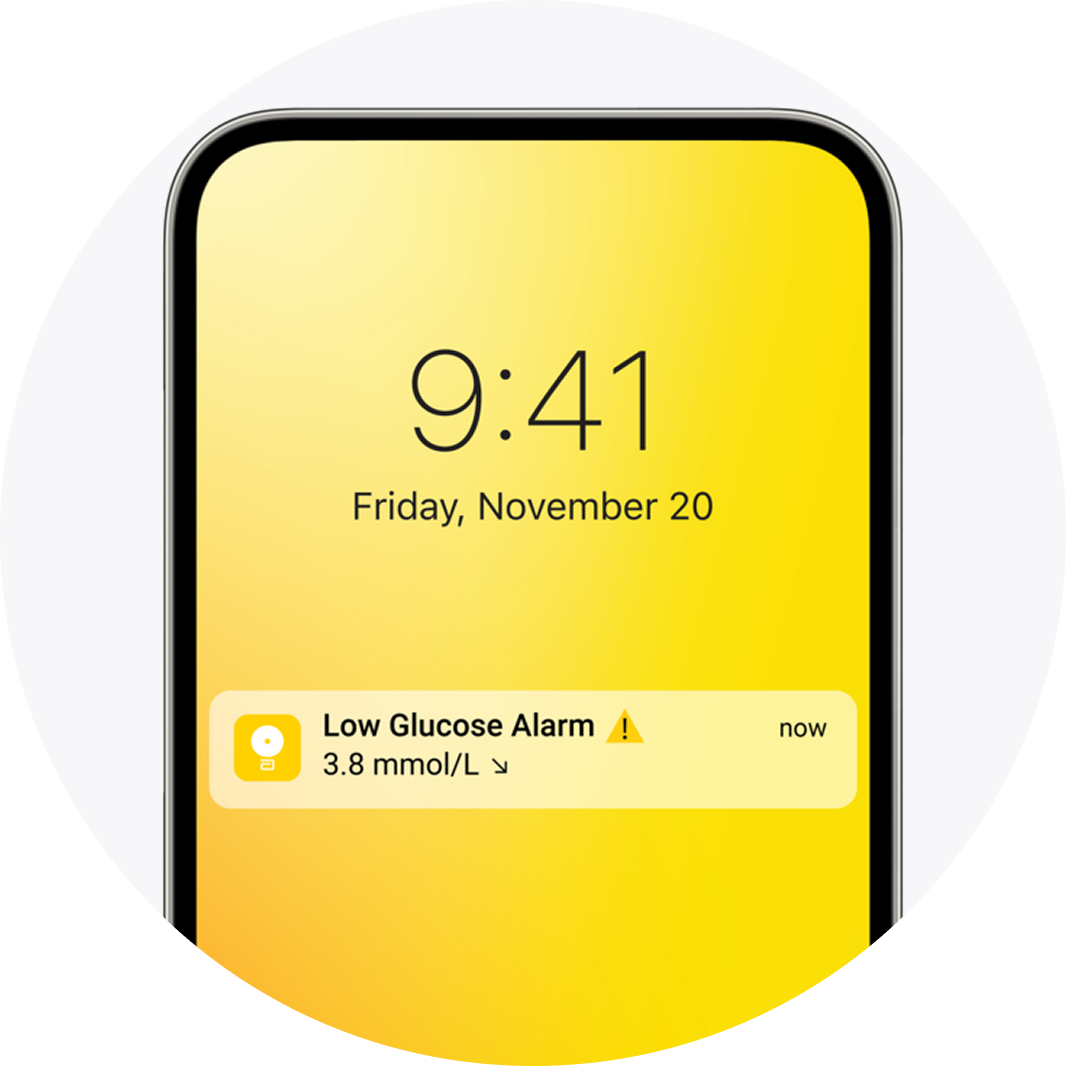 Low glucose alarm notification