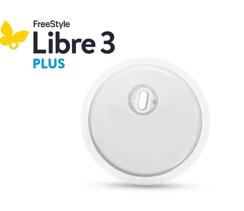 The FreeStyle Libre 3 plus sensor and the logo
