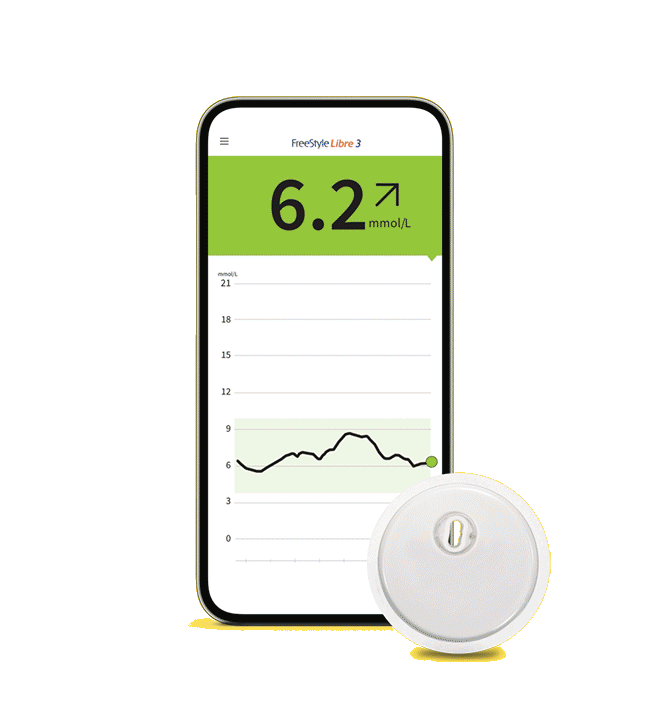 An animated image of a man exercising with his FreeStyle Libre 3 sensor visible on his arm