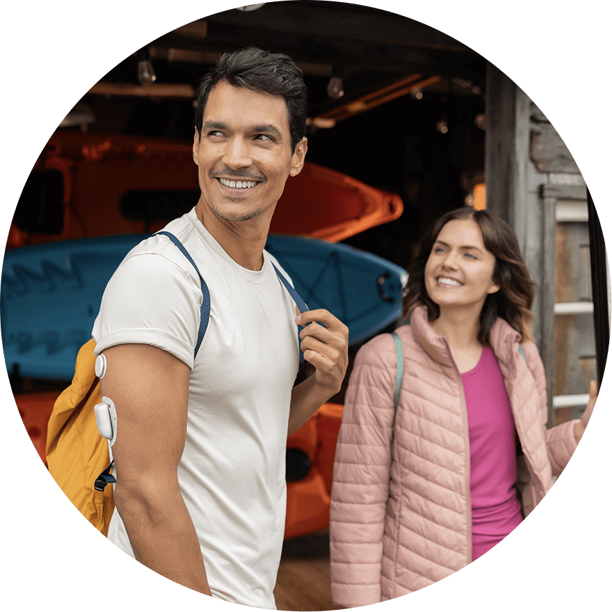 Man wearing FreeStyle Libre 2 sensor and Omnipod system