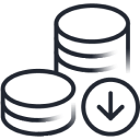 An icon representation of two stacks of coins.