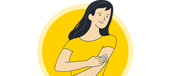 An illustration of a woman using moisturizer to remove her FreeStyle sensor.