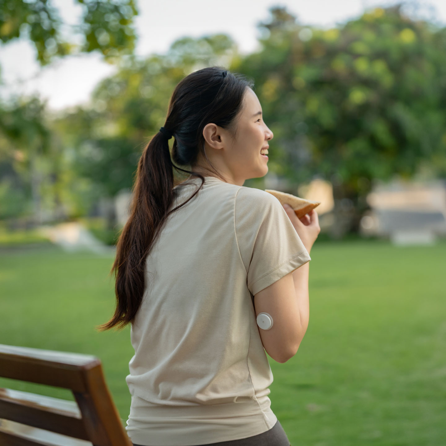 Woman with sensor