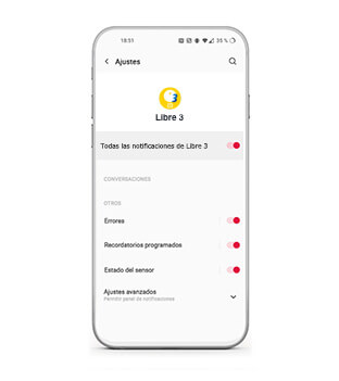 Móvil Android permitir notificaciones de FreeStyle Libre 3