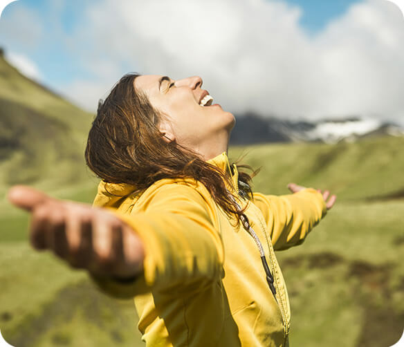 Mujer con diabetes al aire libre