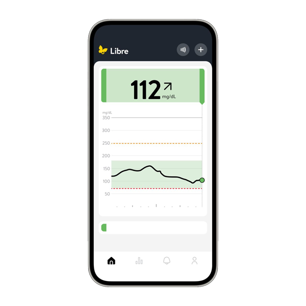 Teléfono móvil con aplicación LibreLinkUp