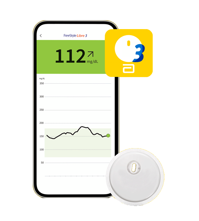Animación de teléfono móvil con aplicación FreeStyle Libre 3