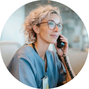 Healthcare professional using the phone