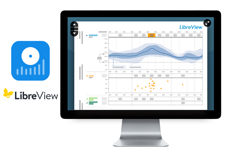 Tietokoneen näyttö, joka näyttää LibreView-järjestelmän
