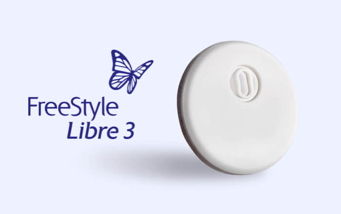 FreeStyle Libre 3 -järjestelmän sensori FreeStyle Libre -logon vieressä