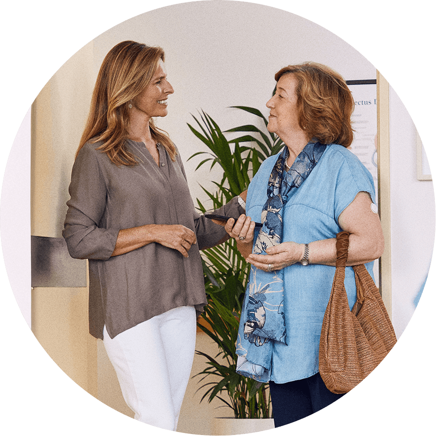 HCP talking with patient wearing a sensor