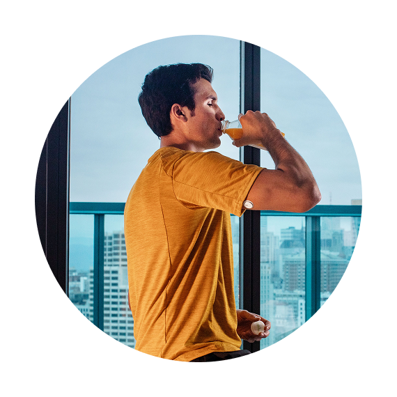 Man with sensor exercising