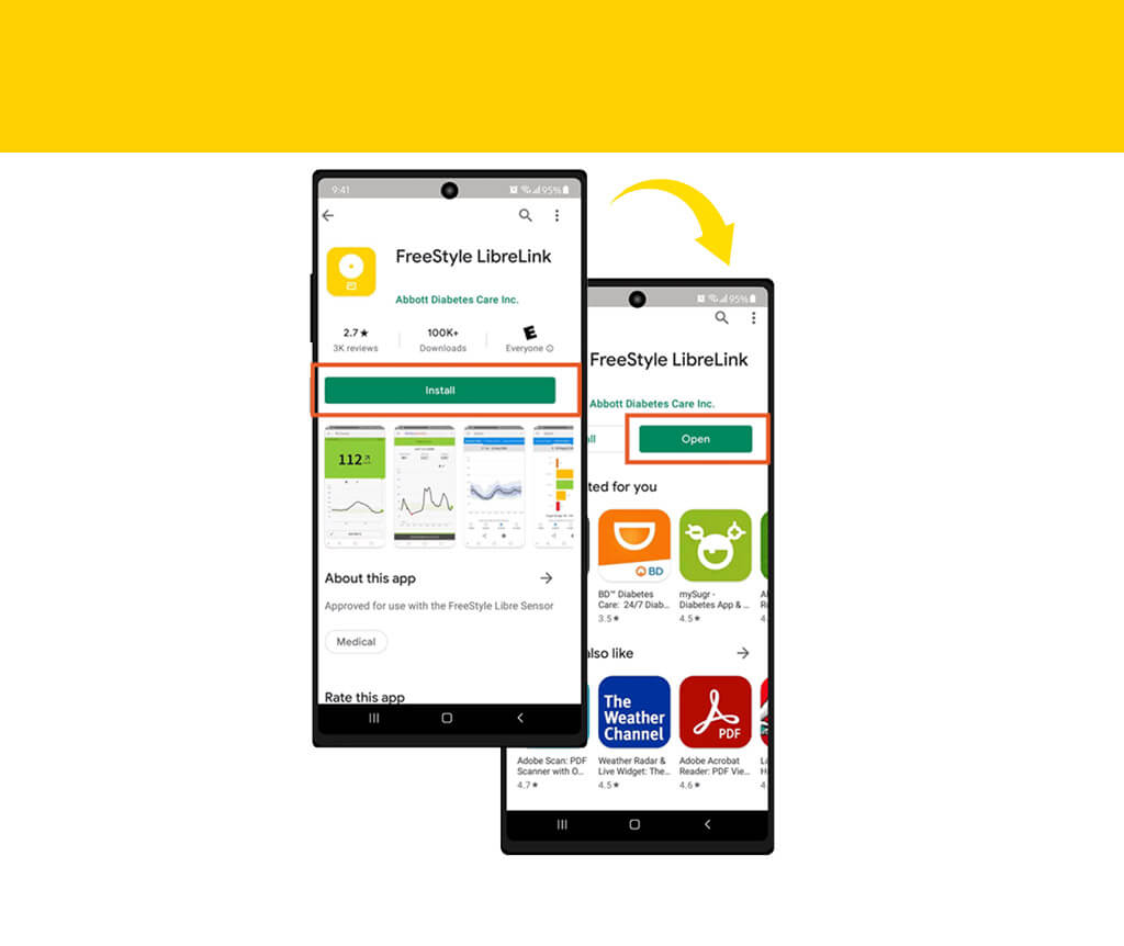 Screenshot of FreeStyle LibreLink app download page on Google Play IE